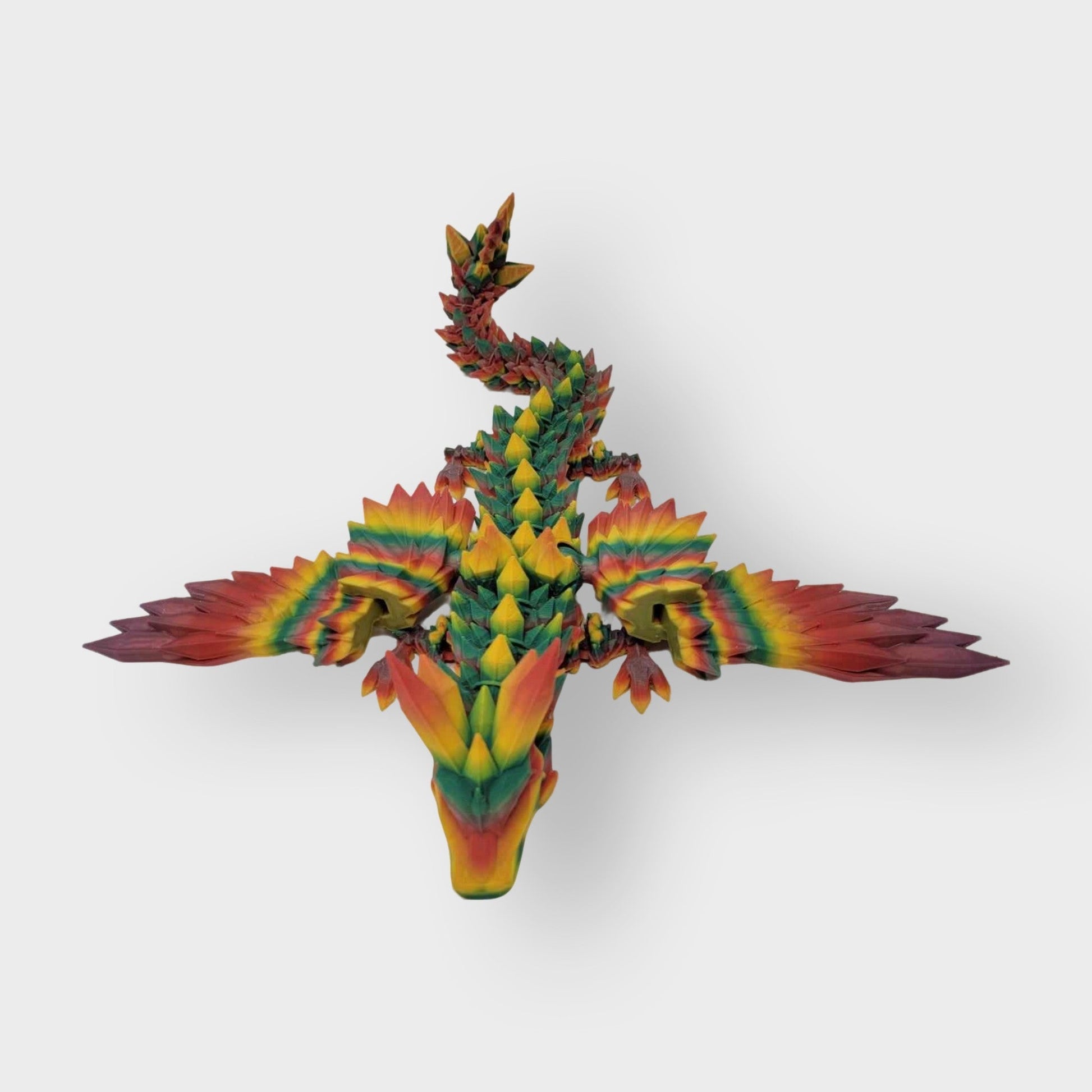 Colorful 12 in Crystal Winged Dragon Sculpture, a majestic piece blending fantasy and artistry for your collection.